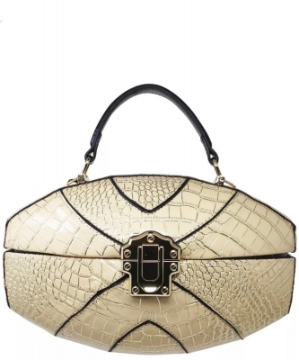 Ladies Croc Rugby shaped Shoulder PP813 BEIGE